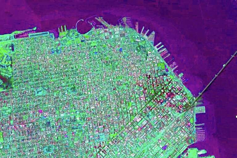 Logo of Transecological Imaginations: Spatial Theory and Transformative Practices (AY 22-23 CRG Research Working Group) Map image of San Francisco