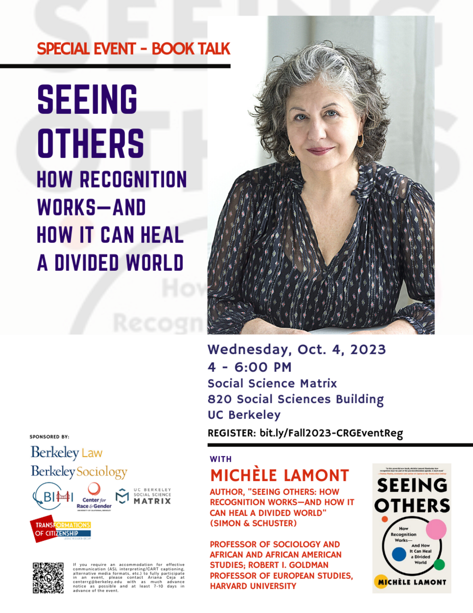 Seeing Others Event Flyer with image of Michele Lamont smiling