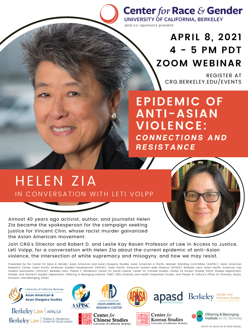 Event Flyer for April 8, 2021 EPIDEMIC OF ANTI-ASIAN VIOLENCE