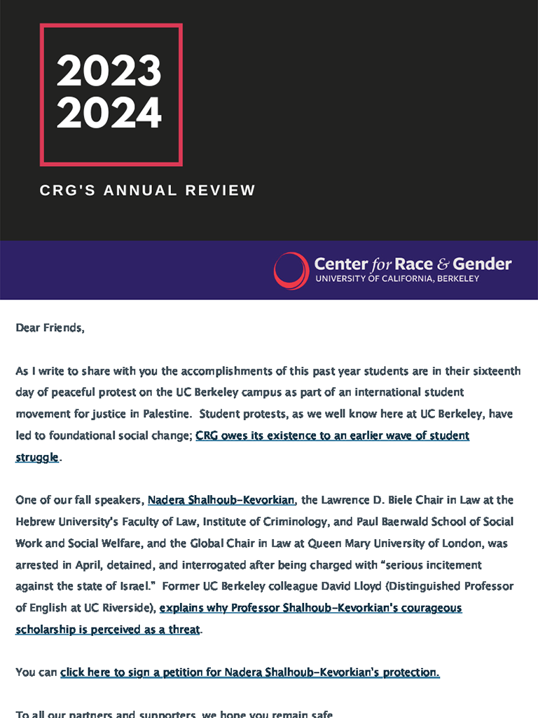 Banner for 2023-2024 CRG Annual Review